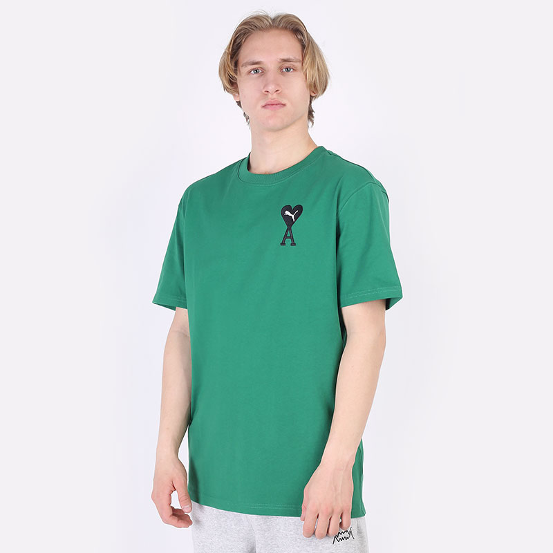 мужская зеленая футболка PUMA x AMI Graphic Tee 53407096 - цена, описание, фото 3